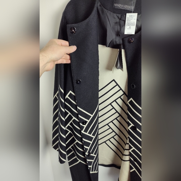 NWT Marina Rinaldi Noto Jacquard Duster wool Coat black gold 22 plus - Picture 9 of 14